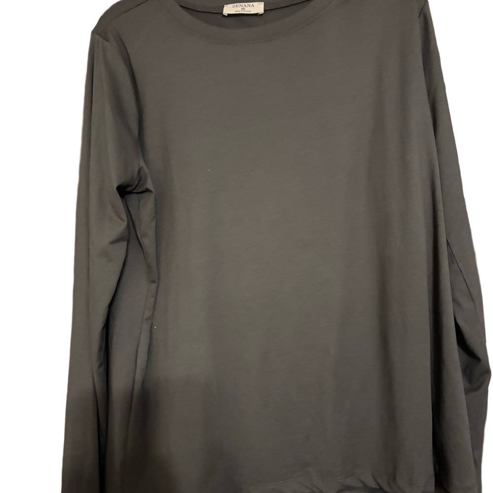 Zenana Outfitters Charcoal Long Sleeve Tee
